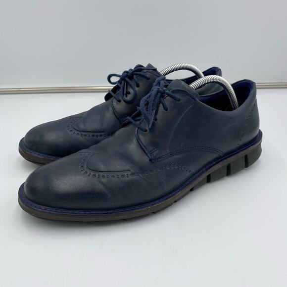 Ecco Other - ECCO Men's Blue Leather Wingtip Toe Jeremy Tie Dress Shoes Size 44